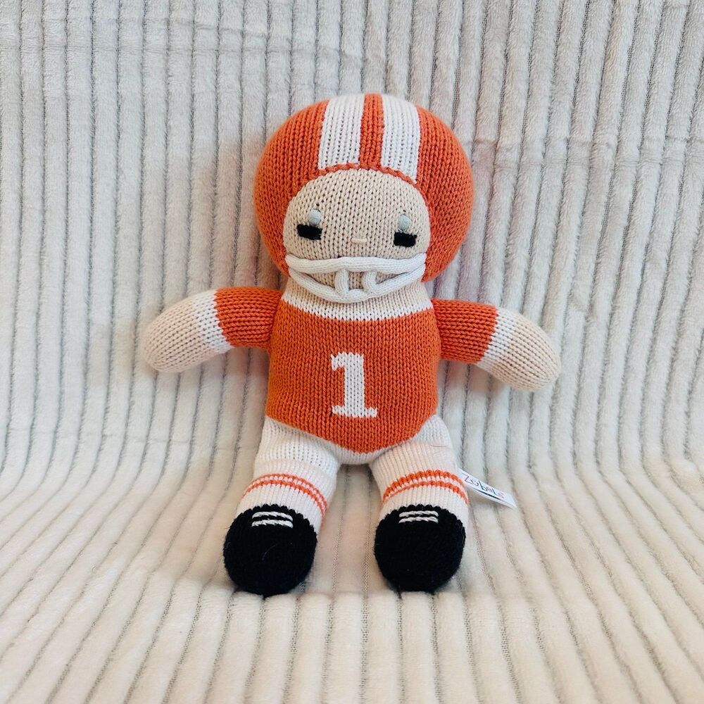 Zubels 12" Football Player Knit Doll - Orange & White Plush